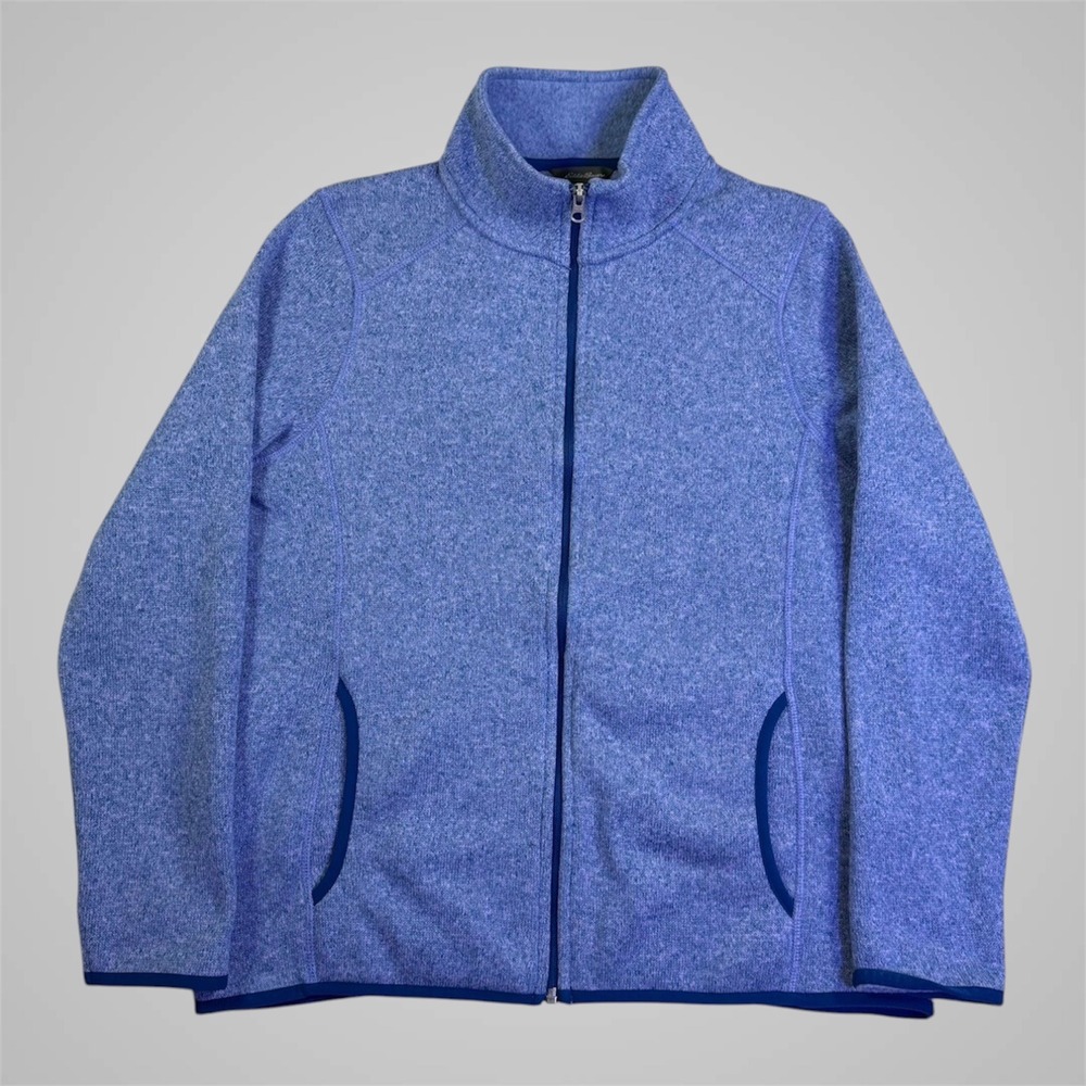 Eddie Bauer Womens Medium‎ M Blue Sweater Fleece Jacket Full Zip Periwinkle Marl - Picture 2 of 14